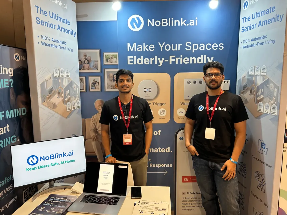 NoBlink team members at an exhibition stand