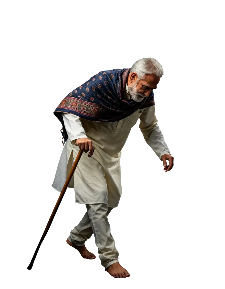 Older man losing his balance